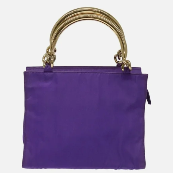 RARE PRADA Purple & Gold Nylon Vintage Handbag / Purse  (EUC) - Picture 3 of 16